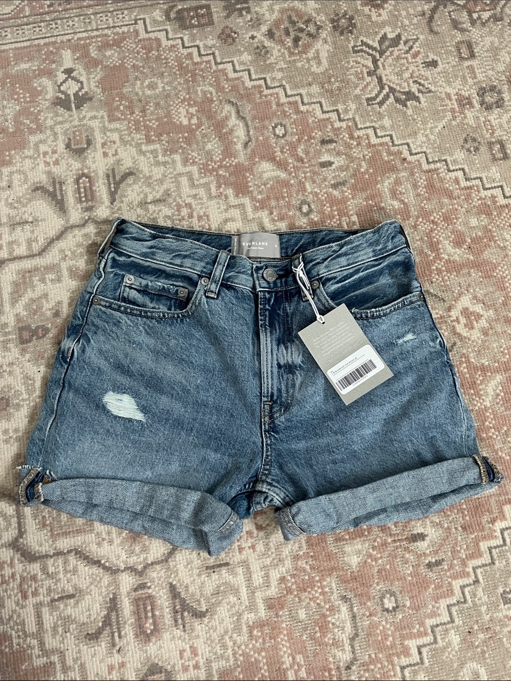 Everlane Medium Blue Rolled Cuff Denim Shorts